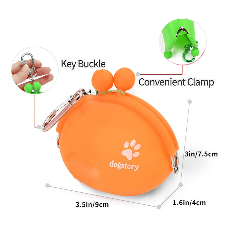 L7HWDP 2 Pcs Dog Cat Treat Pouch, Silicone Pet Training Bag Portable Dog Treat Bags for Dog Travel and Training, Orange and Green - PawsPlanet Australia