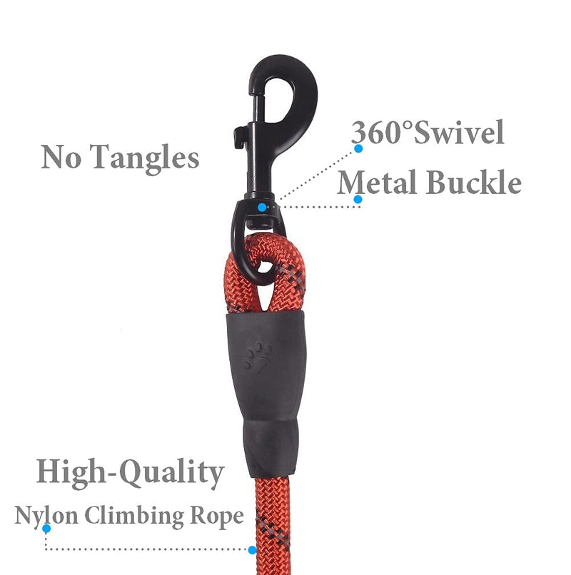 Panykoo 5/6 FT Strong Pet Dog Leash with Highly Reflective Threads,360° No Tangles and Comfortable Padded Handle,Suitable for Small,Medium and Large Dogs 5FT Black - PawsPlanet Australia