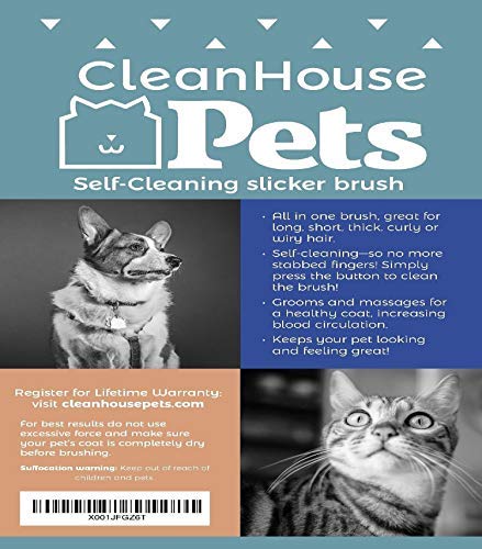 [Australia] - CleanHouse Pets Cat and Dog Hair Brush - No More Shedding | Easy Self Cleaning Button! All Pet Sizes, Small to Large. Pro Grooming Slicker Brushes, Removes Loose Hairs, Tangles, Cleans & Desheds blue 