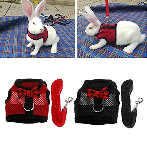 Tineer Rabbit Harness with Lead Leash Set - Soft Breathable Mesh Pet Chest Harness Vest Walking for Kittens,Bunny,Hamster,Guinea Pig,Ferret and Other Small Animals (S, 3Pack) S - PawsPlanet Australia