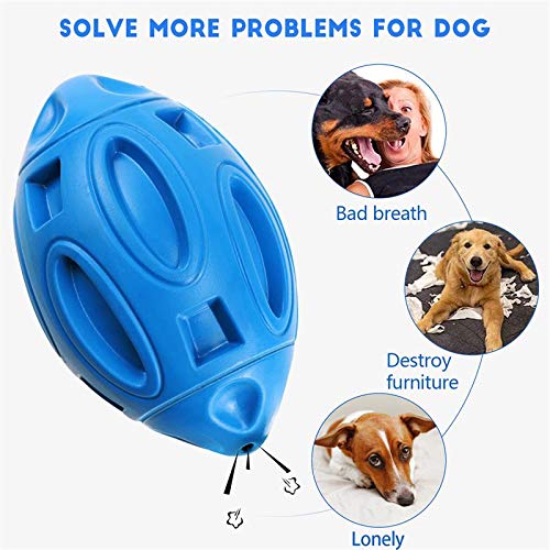 [Australia] - YUANDAO Squeaky Dog chew Ball Dog chew Toys for Aggressive Chewers, Dog Toys Ball Pet Squeaky Toys Rubber Rugby Ball Interactive and Trainning Chew Toys Fetch Toy Ball for Dogs BLUE 