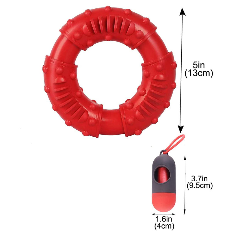 BundleMall Dog Molar Rubber Ring Puppy Chew Circle Bite Resistant Pet Toy,Dog Interactive Circle,for Teeth Cleaning and Training Pool Floating Chew Ring Toys (red) red - PawsPlanet Australia