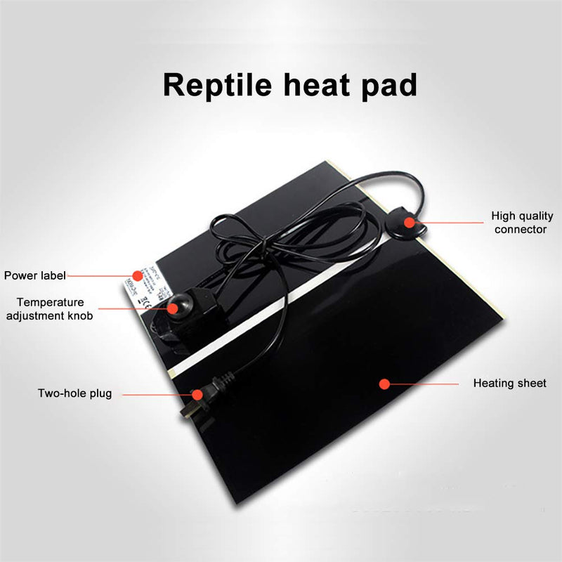[Australia] - MQ 5-20W Reptile Terrarium Heat Pad with LCD Digital Thermometer, Power Adjustment Under Tank Heater Mat for Pets, Small Animals, Seedling 11 x 16.5 Inch 