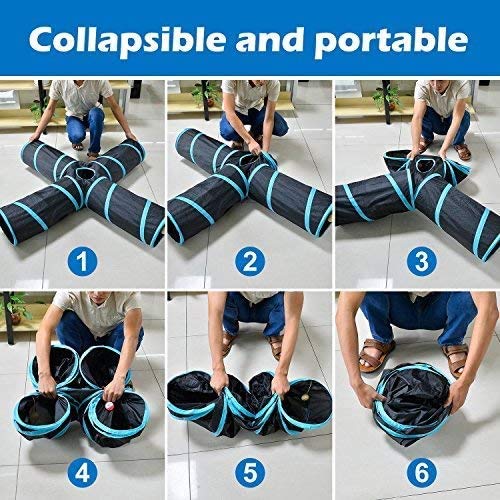 beststar 4 Way Cat Tunnel, Large indoor outdoor Collapsible Pet Toy Crinkle Tunnel Tube with Storage Bag for Cat, Dog, Puppy, Kitty, Kitten, Rabbit #81266 - PawsPlanet Australia