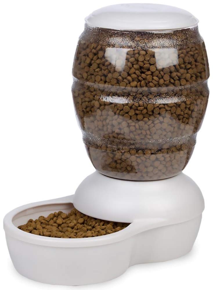 Petmate Replendish Feeder with Microban Automatic Cat and Dog Feeder 4 Sizes Available, 5 LB, Pearl Silver Grey - PawsPlanet Australia