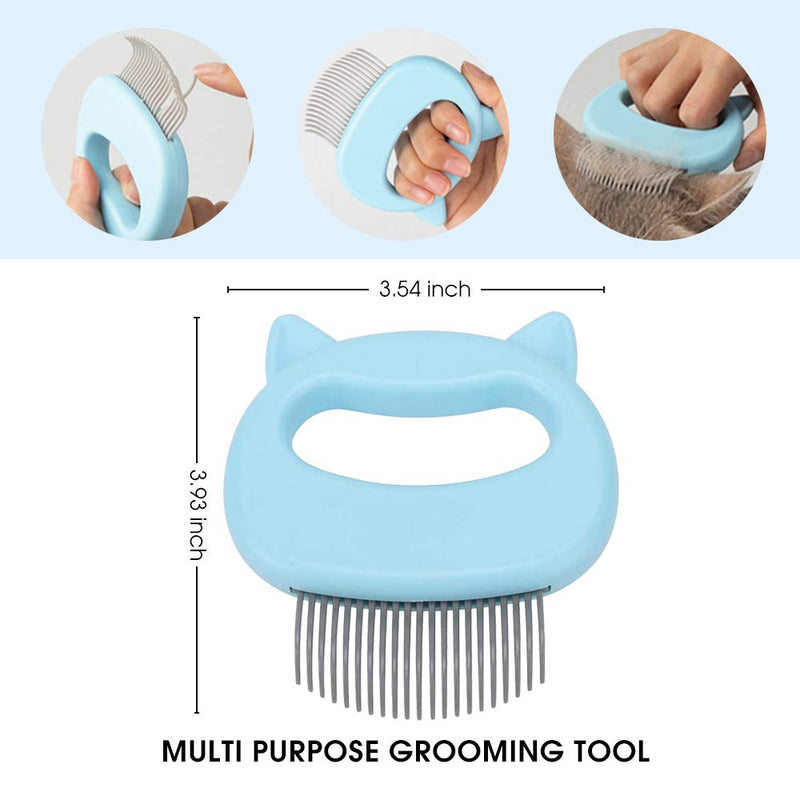 Gentle Cat Grooming Comb Massager - Pet Hair Remover Cat Puppy Rabbit Pet Shell Massage Deshedding Grooming Shedding Trimming Soft Tools for Removing/Loosing Matted Fur Knots and Tangles Painless blue - PawsPlanet Australia