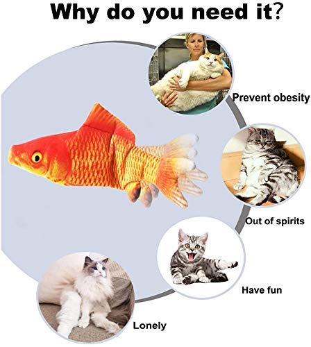 Auyuiiy Catnip Electric Realistic Simulation Toy Fish,Plush Wagging Interactive Pets Chewing Biting Kicking Pillow Fish for Cat Kitten Funny Cute Doll for Teeth Cleaning with USB Rechargeable - PawsPlanet Australia