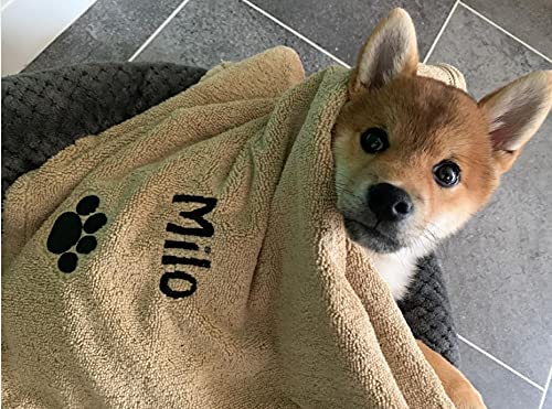 Personalised Dog Towel Personalised Gifts for Dogs Absorbent Pet Towel for Dogs Personalised Puppy Gifts 110 x 60 cm - PawsPlanet Australia