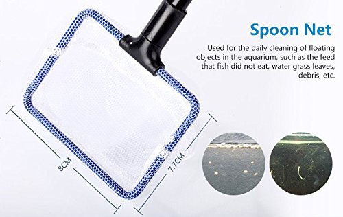 AquaticHI 5 in 1 Multi-Function Aquarium/Fish Tank Cleaning Tool, Algae Scraper, Fish Net, Sponge, Plant Fork, Gravel Rake for Long Deep Fish Tanks 6 in 1 Extendable - PawsPlanet Australia