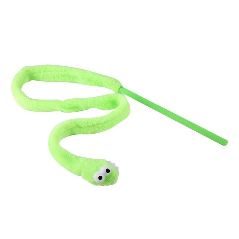 TOPINCN Cat Interactive Toy Funny Cartoon Snake-Shaped Soft Plush Teaser Pet Cats Kitten Exercising Playing Toy Catcher Rod Stick(Green) Green - PawsPlanet Australia