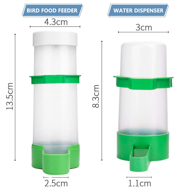 XISTEST Bird Feeder, Bird Water Dispenser for Cage, 2PCS Automatic Bird Water Feeder with 1PCS Food Feeder for Cage Pet Parrot Budgie Lovebirds Cockatiel 2PCS 60ml + 1PCS 150ml - PawsPlanet Australia