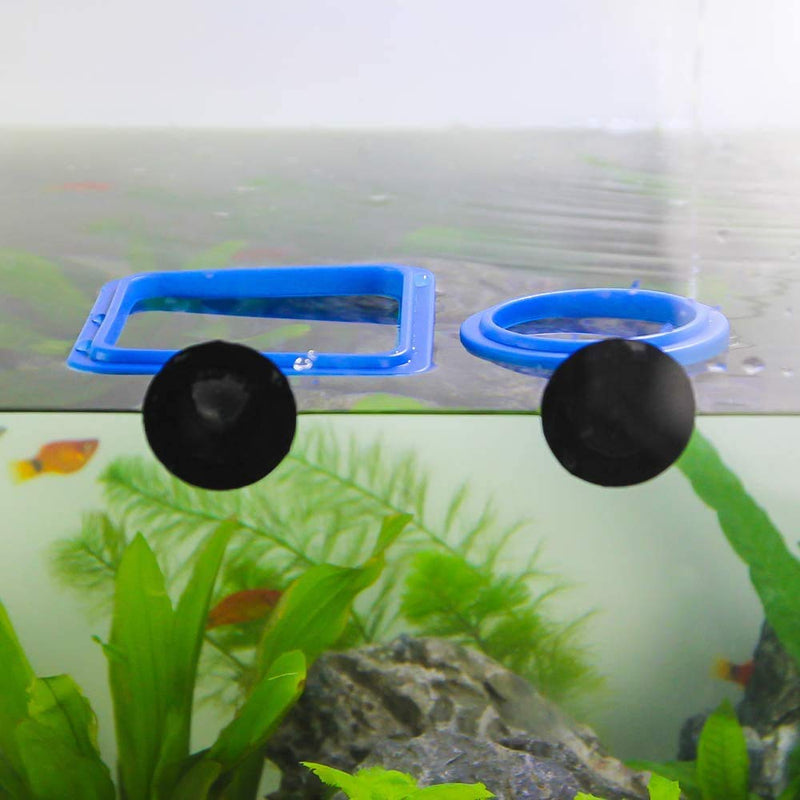 SENZEAL 2x Fish Feeding Ring Round and Square Floating Food Feed Ring with Suction Caps Blue - PawsPlanet Australia