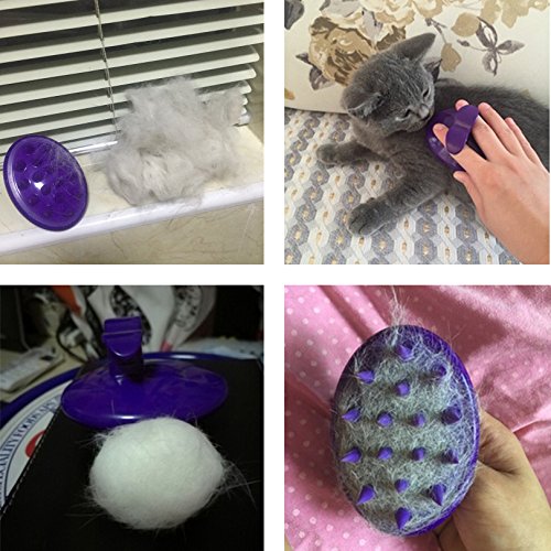 [Soft Silicone Pins] CeleMoon Ultra-Soft Silicone Washable Cat Grooming Shedding Massage / Bath Brush - Safe & No Scratching any more - Purple - PawsPlanet Australia