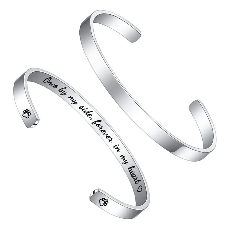 [Australia] - M MOOHAM Personalized Pet Memorial Gifts - Engraved Custom Dogs Name Loss of Pet Gifts Sympathy Gifts Memorial Cuff Bangle Bracelet Jewelry for Women Men Buddy 