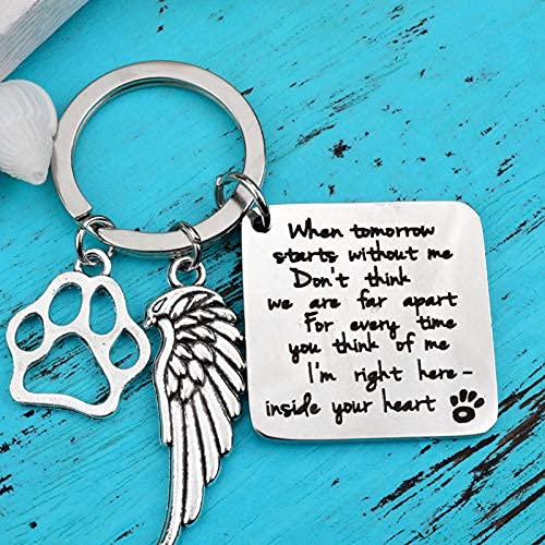 Pet Bereavement Memorial Remembrance Gift - When Tomorrow Starts Without Me Paw Prints Keychain Dog Cat Loss Gifts for Pet Owner Sympathy Gifts - PawsPlanet Australia