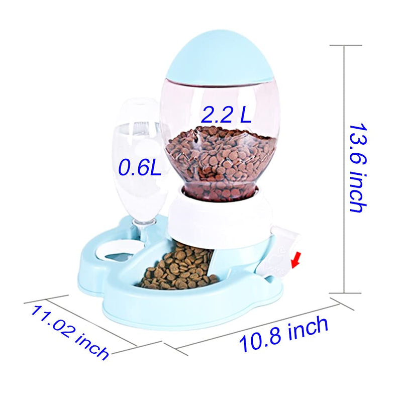 KTWEGOFU Automatic Cat Feeder and Water Dispenser，Auto Gravity Food Feeder & Non Spill Water Dispenser 2 in 1, Durable Plastic Pet Food Bowl for Small Medium Cats, Dogs blue - PawsPlanet Australia