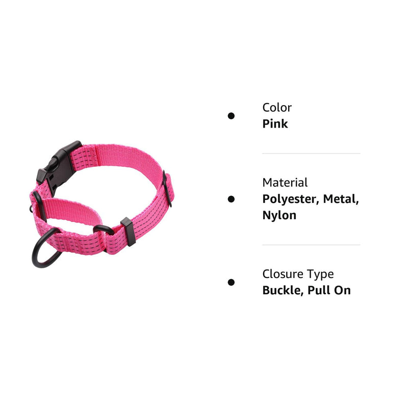 LUCKYDC Martingale Collar for Training Dogs. Adjustable Reflective Dog Collars with Buckle- NO Pull-Prevents Slipping Out, for Medium Large XL Dogs. Helps with Strong pullers (M, Pink) - PawsPlanet Australia