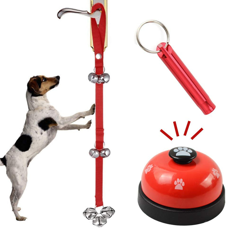 Potty Doorbells for Dog Pet Training Iron Bells, Adjustable Nylon Rope Bells for Toilet Training Hunting Dog Bell with Whistle (red) red - PawsPlanet Australia