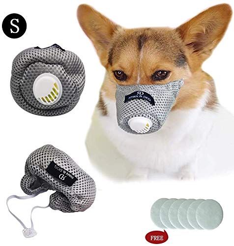[Australia] - Linkinghome Dog Respirator Muzzle, Dog Protective Muzzle Adjustable Pet Mouth Muzzle Soft Breathable Cotton Dog Muzzle Anti Dust S 