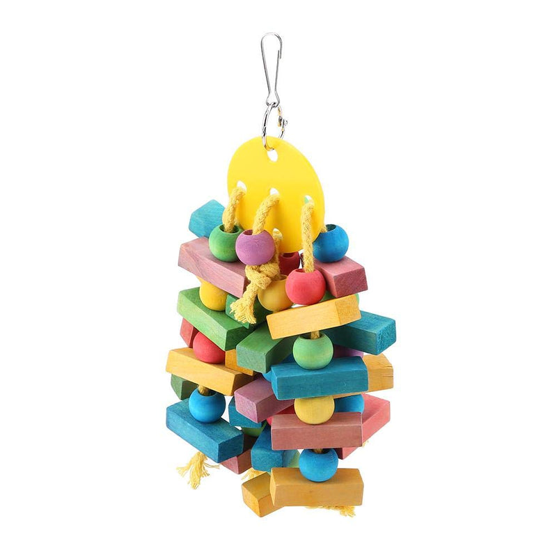 Bird Chew Toy, Colorful Wood Beads and Knots Blocks Hanging Toy Parrot Swing for Macaw African Grey Amazon Cockatoo Budgies Parakeet Cockatiel Lovebird - PawsPlanet Australia