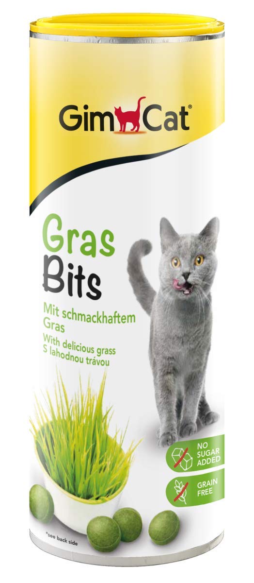 GimCat Grass Bits - grain-free and vitamin-rich cat snack with real grass - 1 can (1 x 425 g) 425 g (pack of 1) - PawsPlanet Australia