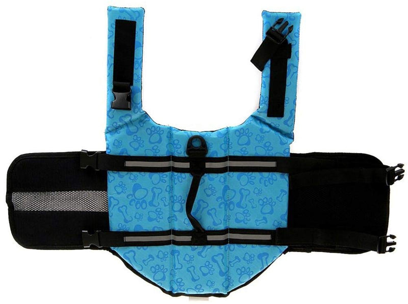 [Australia] - ChezAbbey Dog Life Jacket Adjustable Dog Lifesaver Preserver Swimsuit Dog Life Vest for Swimming and Boating XXS:10-14 inch(Ribcage Girth) Blue Bone 