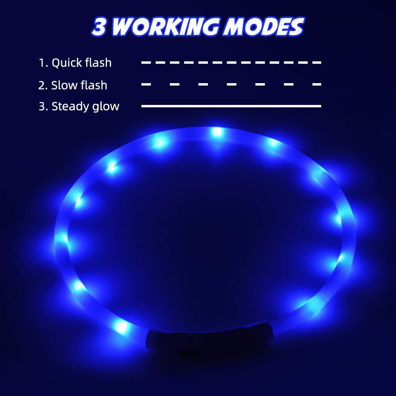 Light Up Dog Collars, OurMiao LED Dog Collar, Rechargeable Dog Lights for Night Walking, Lighted Dog Glow Collar for Small Medium Large Dogs (Blue) Blue - PawsPlanet Australia