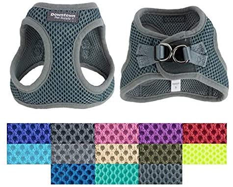 Downtown Pet Supply - Dog Harness for Small, Medium and Large Dogs No-Pull - Step in Dog Harness - Padded Mesh Fabric Dog Vest with Reflective Trim, Velcro and Buckle Straps XX-Small Titanium - PawsPlanet Australia