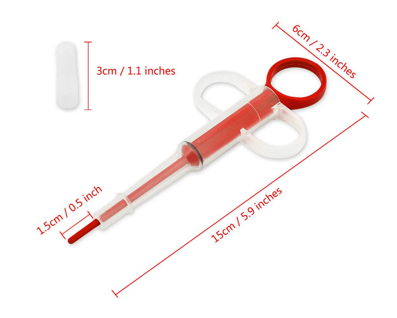 DSstyles Plastic Pet Pill Tablet Feeder Durable Injector Syringes Medical Feeding Tool with Soft Tip for Cats Dogs (Red) red - PawsPlanet Australia