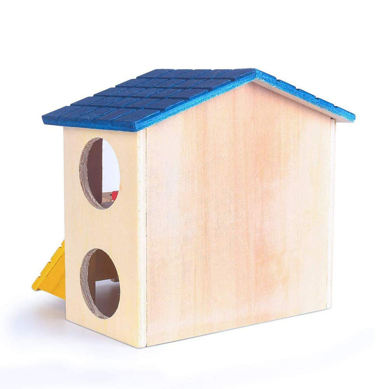 [Australia] - Hamster Hideout Hut Small Animals Two Layers Wooden House for Mice Gerbil Rat Dwarf Hamster Cage Exercise Toy 