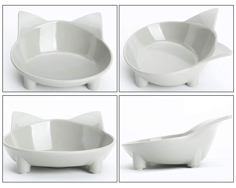 SCSpecial Cat Bowls Set of 3 Anti-slip Multi-purpose Feeding Bowls Cat Water Bowls Cute and Durable Cat Dish (Black/White/Grey) - PawsPlanet Australia