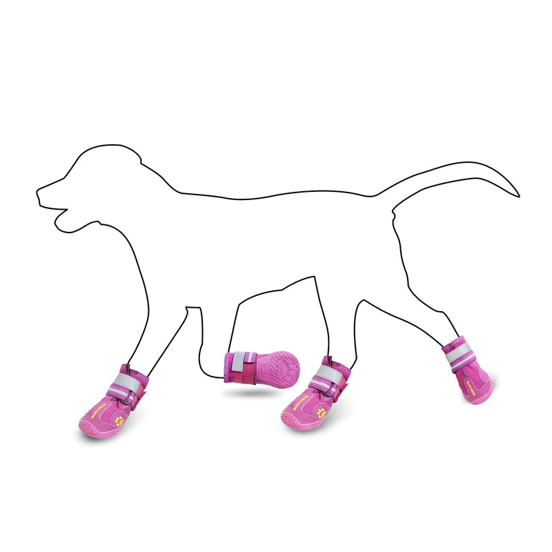 QUMY Dog Boots Waterproof Shoes for Dogs with Reflective Straps Rugged Anti-Slip Sole (Size 2: 1.8''x2.4''(W*L), Purple) Size 2: (W*L) 1.8x2.4 inch (Pack of 4) - PawsPlanet Australia