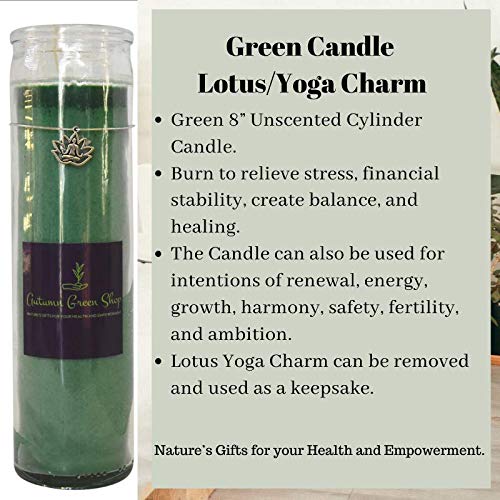 Green Candle - Lotus/Charm - Meditation, Spiritual, Yoga to Bring in Tranquility, Relieve Stress, Create Balance, Healing and Money Drawings - PawsPlanet Australia