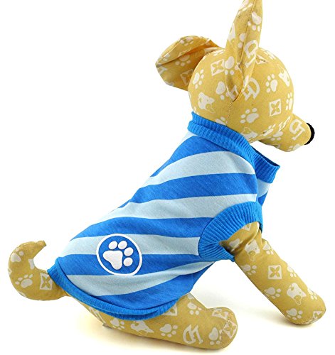 SMALLLEE_LUCKY_STORE Stripe Shirt for Small Dogs, Large, Blue Medium - PawsPlanet Australia