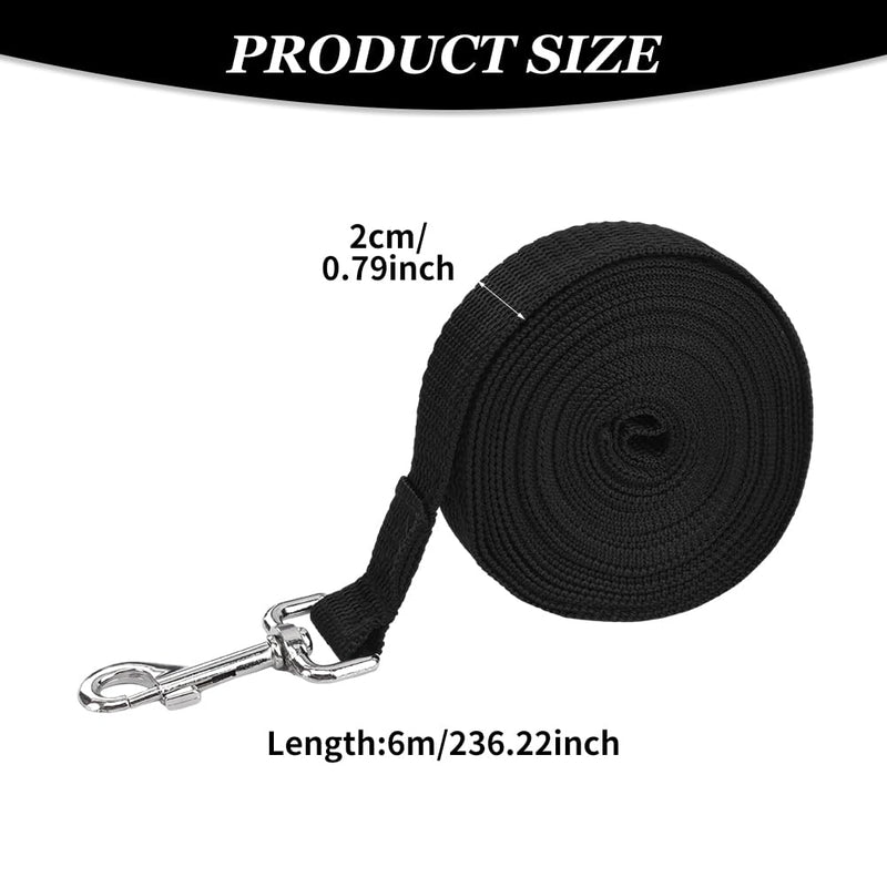 Recall leash for dogs, 6 m long dog leash with hand strap and 360° carabiner, waterproof training leash for large to small dogs (black). - PawsPlanet Australia