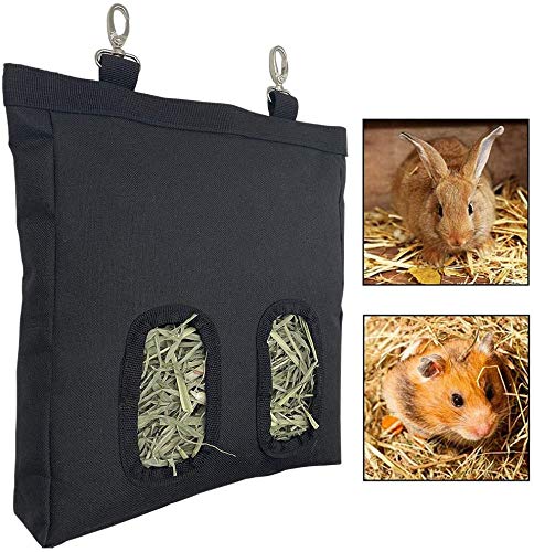 Rabbit hay Feeder Bag Bunny Guinea Pig,Hay Guinea Pig Hay Feeder, Rabbit Feeder Fabric Bag Feeder Storage Bag (Black) - PawsPlanet Australia