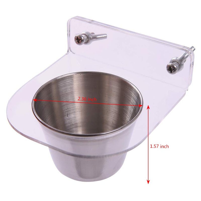 [Australia] - QBLEEV 4oz Bird Feeding Dish Cups Holder for Cage,Parrots Embedded Anti-Biting Seed Food Water Feeder Container,Play Stand Hanging Stainless Steel Perches Coop Bowls with Clamp 