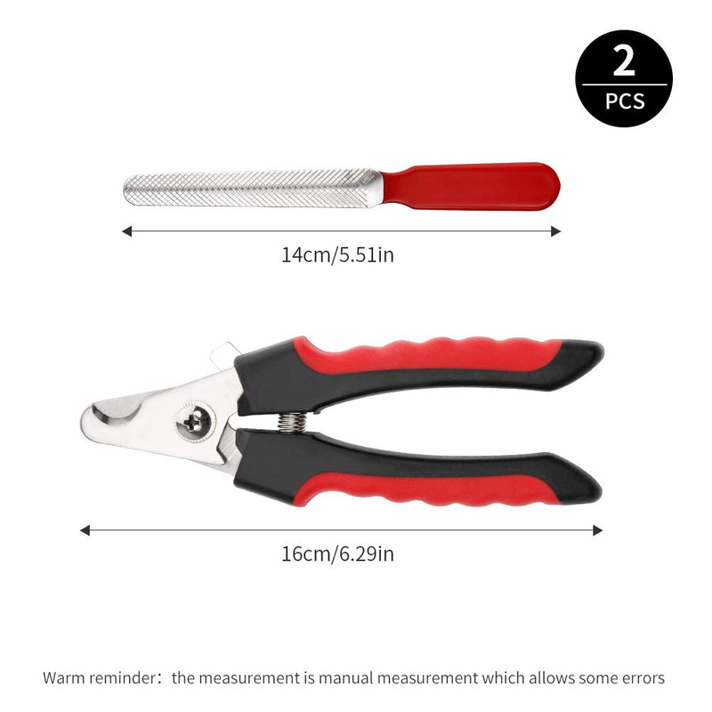 Professional Pet Nail Clipper Stainless Steel Dog Cat Nail Trimmers With Safety Guard & Free Nail File Sturdy Non-Slip Handles for Dogs Cats Birds Guinea Pig Animal Claws - PawsPlanet Australia