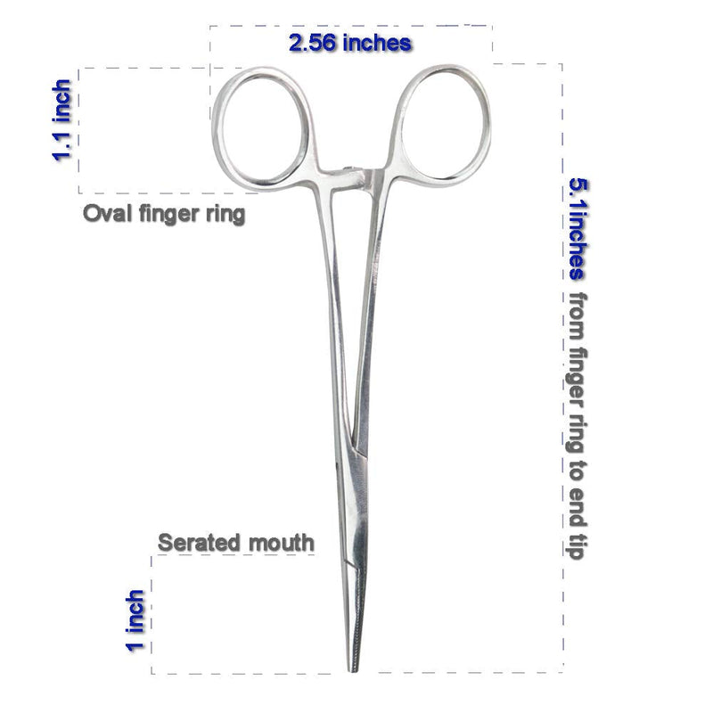 Chi-buy Pets ears/nose hair Puller Straight & Curved full serrated, stainless steel Home Hemostat Locking Forceps, Professional pet grooming tool for cats & dogs 2pcs set - PawsPlanet Australia