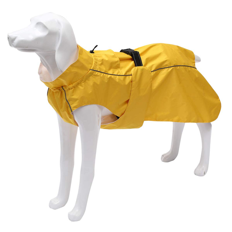 Dog raincoat, rain poncho for dogs, rain gear for dogs, dog clothes with adjustable bands and drawstring, fit for medium large dogs - Yellow - XXL - PawsPlanet Australia