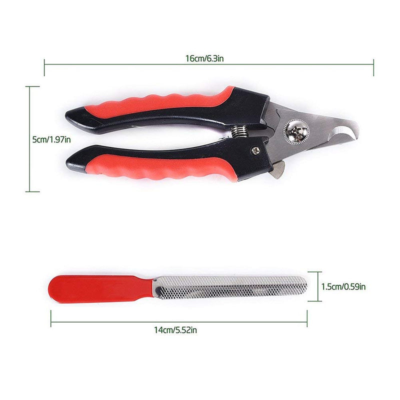 SXYHKJ Claw scissors, professional claw scissors, dog cat claw pliers with protective device, safety lock and nail file, perfect paw scissors for small, medium-sized dogs and cats (red) red - PawsPlanet Australia