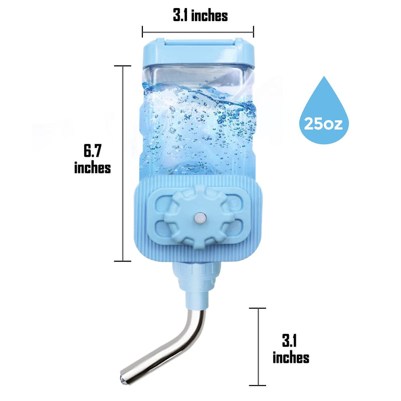 Vannon Top Fill Small Animal Water Bottles for Crate No Drip BPA Free Water Dispenser for Rabbit, Chinchilla, Ferret, Guinea Pigs, Squirrel, Hedgehog 25oz Blue - PawsPlanet Australia