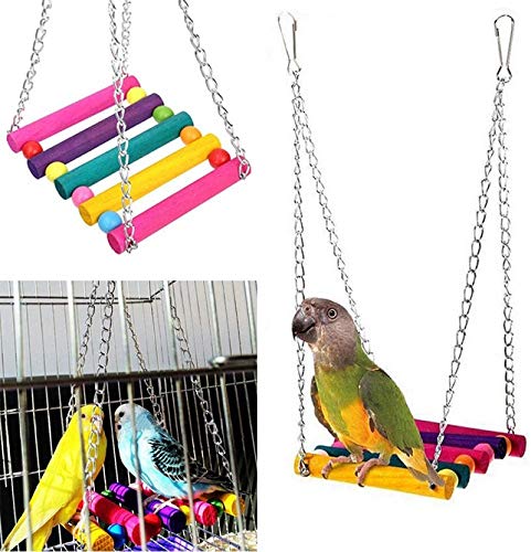 [Australia] - Bird Toys Parrot Swing Toys - 16 PCS Birds Parrot Toys Bird Cage Toys Bird Swing Toys Bird Swing Toys Chewing Toys with Bells Toys Handmade for Finches Small Parrots Parakeets Cockatiels Conures 