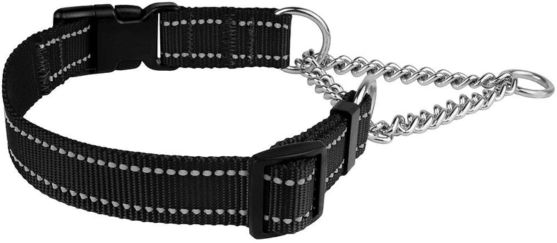 CollarDirect Reflective Dog Collar Martingale Collars Side Release Buckle Chain Training Adjustable Pet Choke Collars Small Black - PawsPlanet Australia