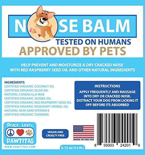 [Australia] - Pawtitas Nose Balm for Dogs is Made for Moisturizers Dry, Chapped, Cracked, and Crusty Dog Noses Providing a Layer of Protection on Your Dog Snout. | Manufactured with Certified Organic Ingredients. Stick 0.15 Ounce / 4.5 ML 