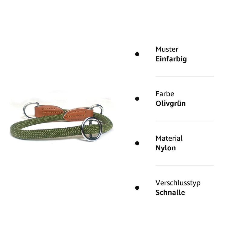 Quiet Green Dog Collar Paracord Adjustable | Nylon dog collar | Model Devon | Olive green | Size L - PawsPlanet Australia