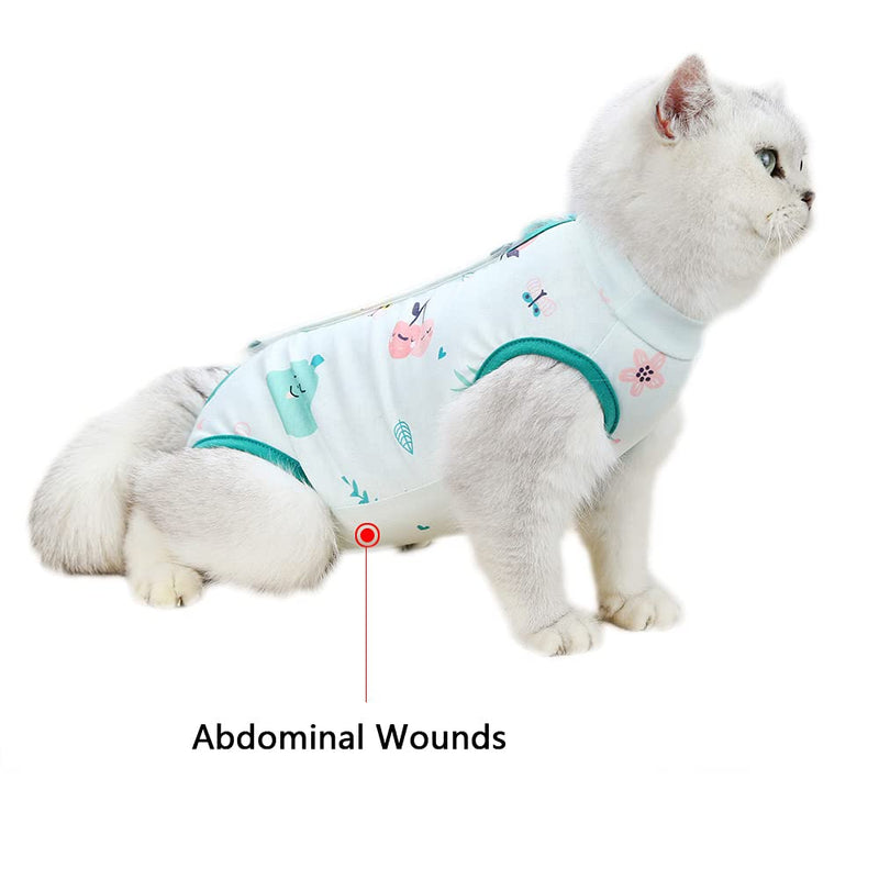 Anlitent Soft Cat Professional Recovery Suit for Abdominal Wounds, Outdoor Fits Indoor Cat Clothing E-Collar Alternative for Kitten Kitty After Surgery, Period of Medication Cute S Green - PawsPlanet Australia