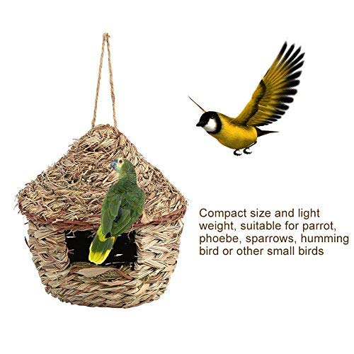 Handwoven Straw Bird Nest Cage House Hatching Breeding Cave in 3 Size for Parrot, Canary or Cockatiel or Other Birds(S) S - PawsPlanet Australia