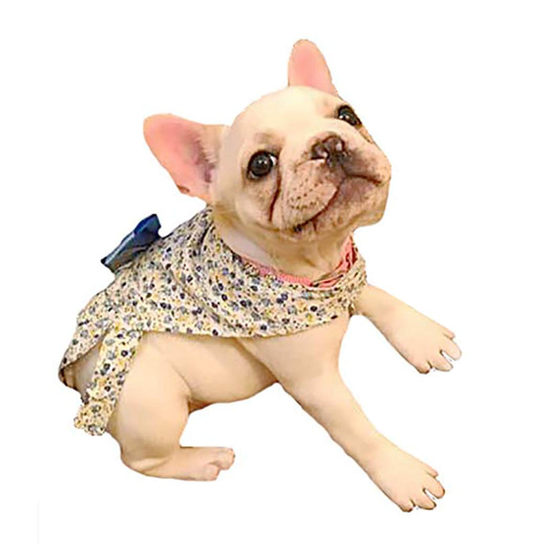 Petea Bowknot Floral Dress Tutu Dog Dress Vest Apparel Skirt Clothes Pet Puppy Birthday Princess Dress Clothes for Dogs and Cats S Blue - PawsPlanet Australia