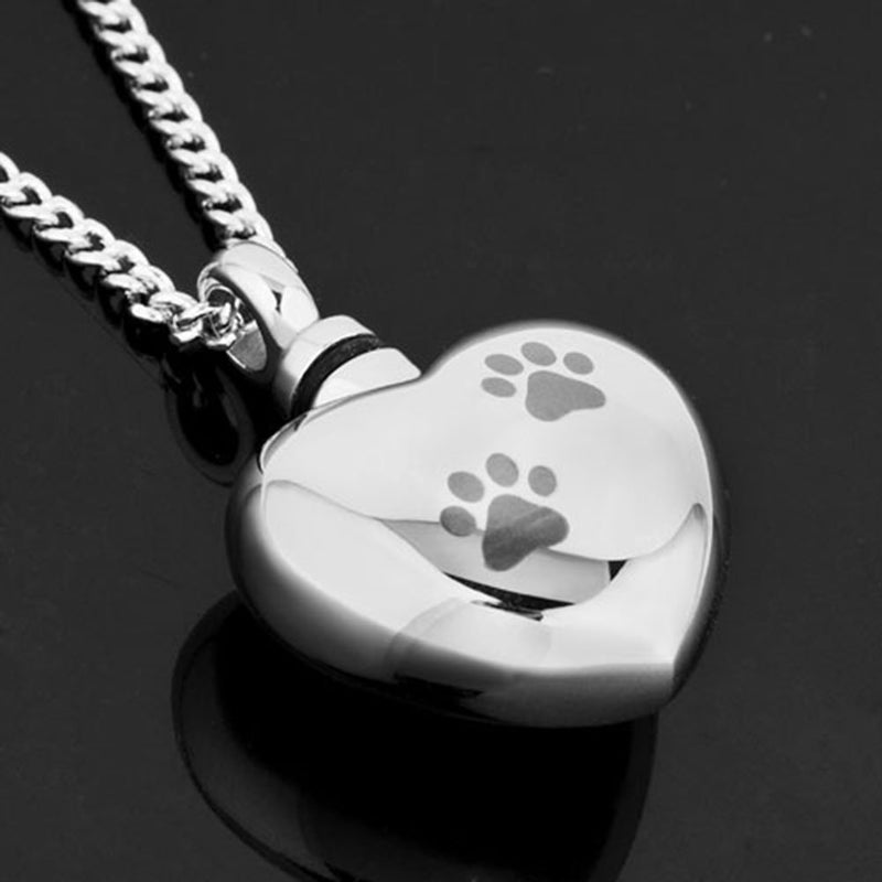 [Australia] - SexyMandala Puppy Dog Cat Paw Pet Print Urn Necklace for Ashes Heart Cremation Pendant Memorial Ash Keepsake PAW3 